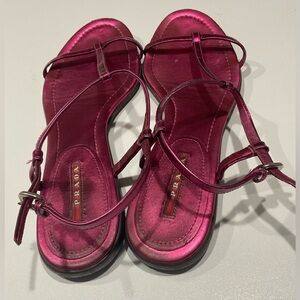 🌺PRADA Women’s Metallic Leather Sandals, Size 10